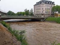 Hochwasser Vereinigte Weißeritz am Wernerplatz in Dresden Löbtau am 02.06.2013